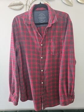 Jack & Jones Red and Black Plaid Casual Button-Down Shirt Size XL Cotton